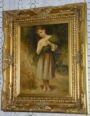 Obraz - Dívka s květinami - olej na desce