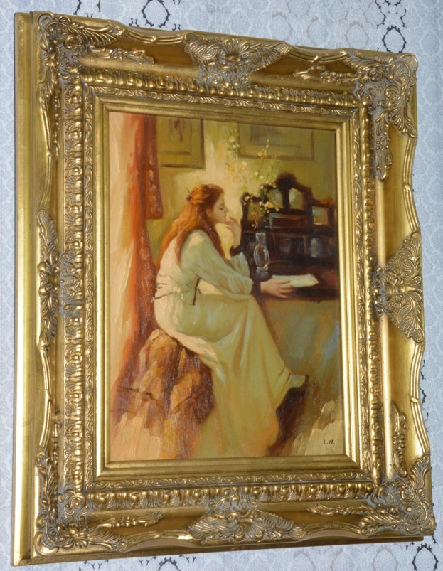 Obraz - Zamyšlená - olej na desce