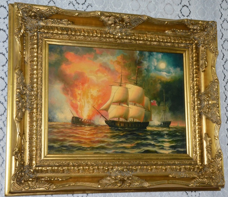 Obraz - Bitva - lodě - olej na desce