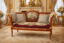 Zámecké řezbované sofa - čalouněné