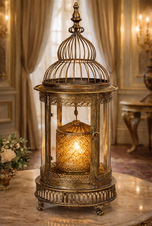 Plechová lucerna na svíčky s kolotočem