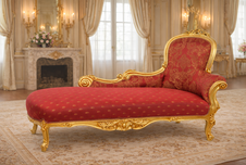 Zámecké řezbované sofa/lenoška - čalouněné