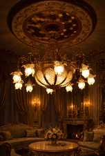 Zámecký lustr - broušené sklo & masivní bronz XXL