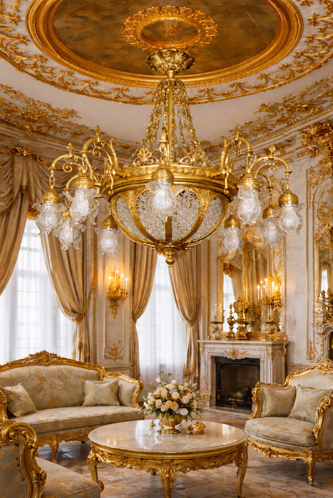 Zámecký lustr - broušené sklo + bronz XXL