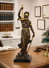 Bronzová socha - Justicia - na mramoru - zlacená