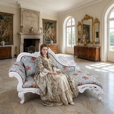 Zámecké řezbované sofa - čalouněné