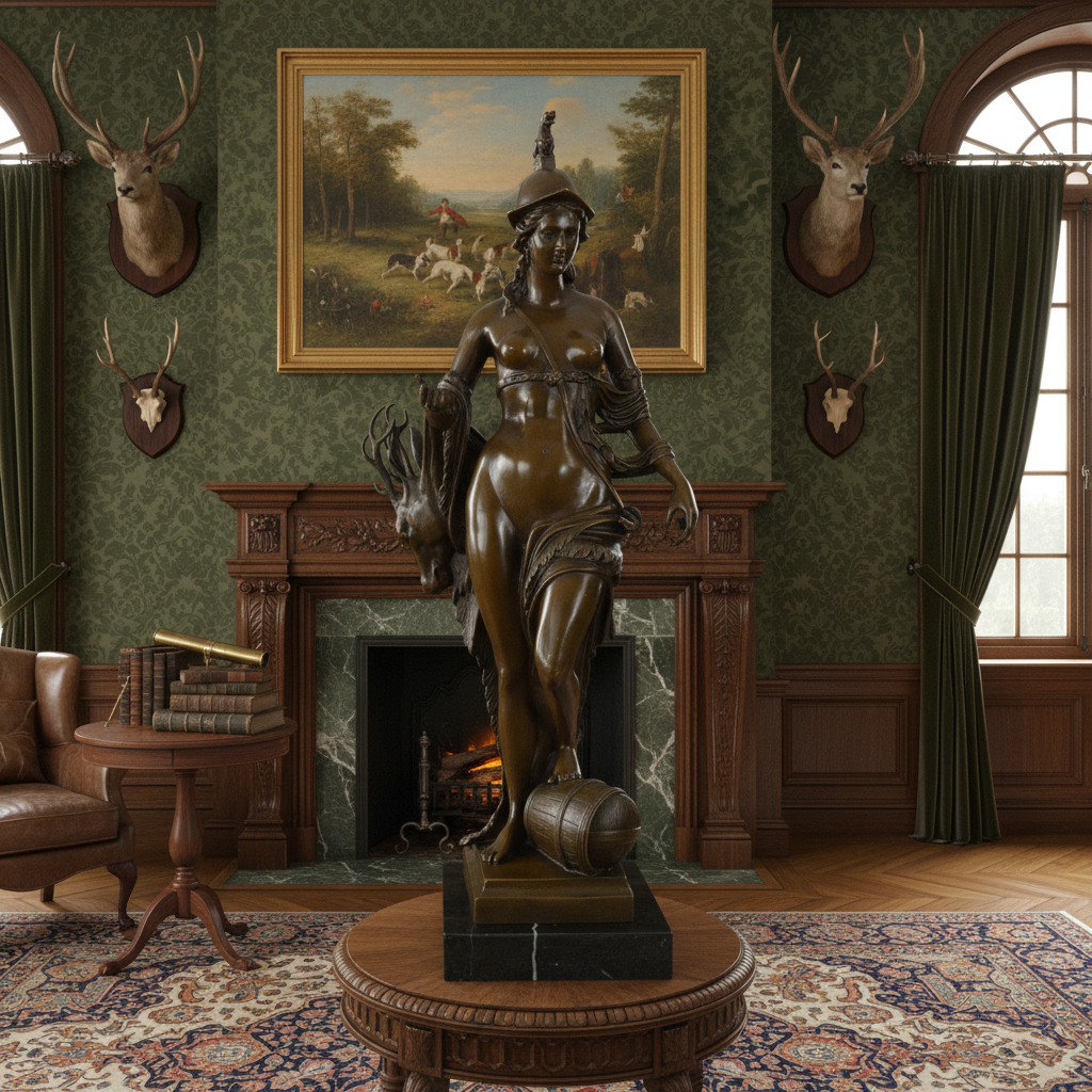 Bronzová socha - Lovkyně na mramoru - XXL