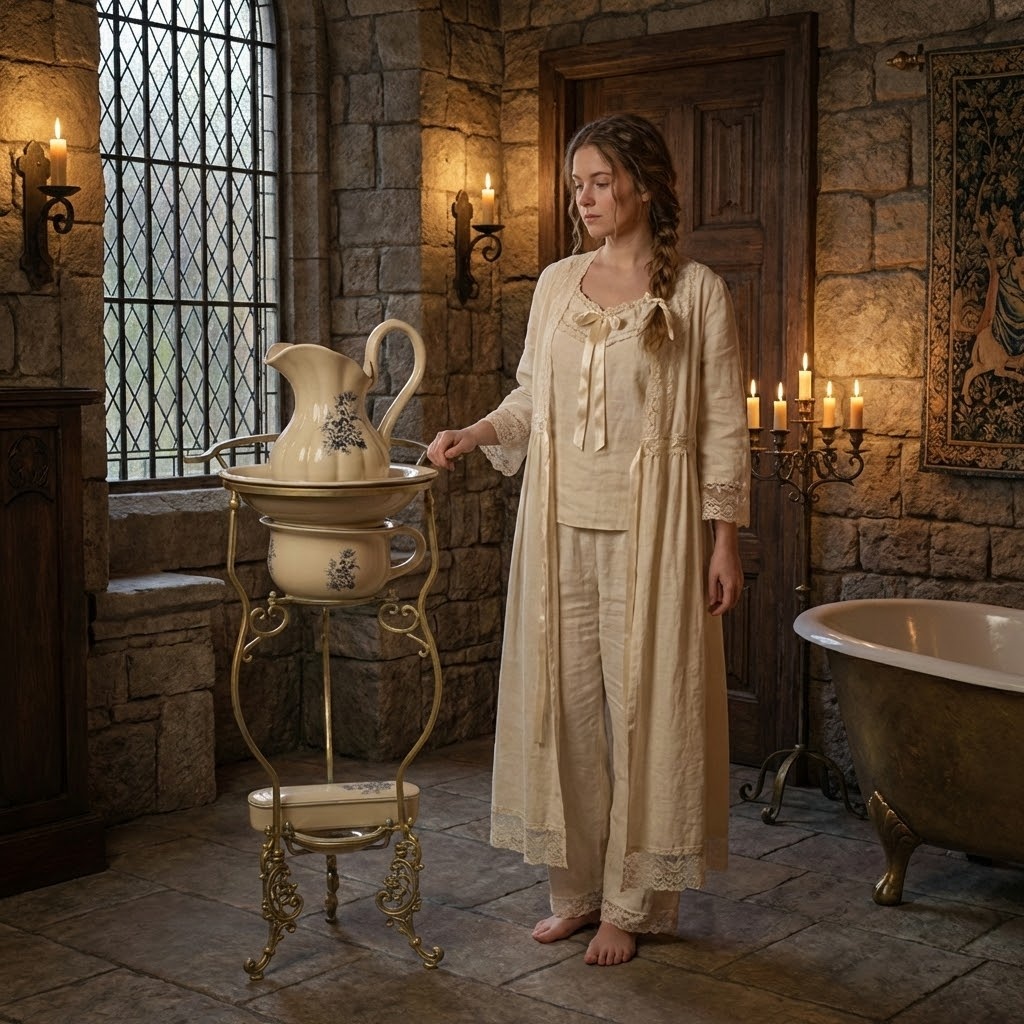 Retro porcelánový mycí set na kovovém stojanu