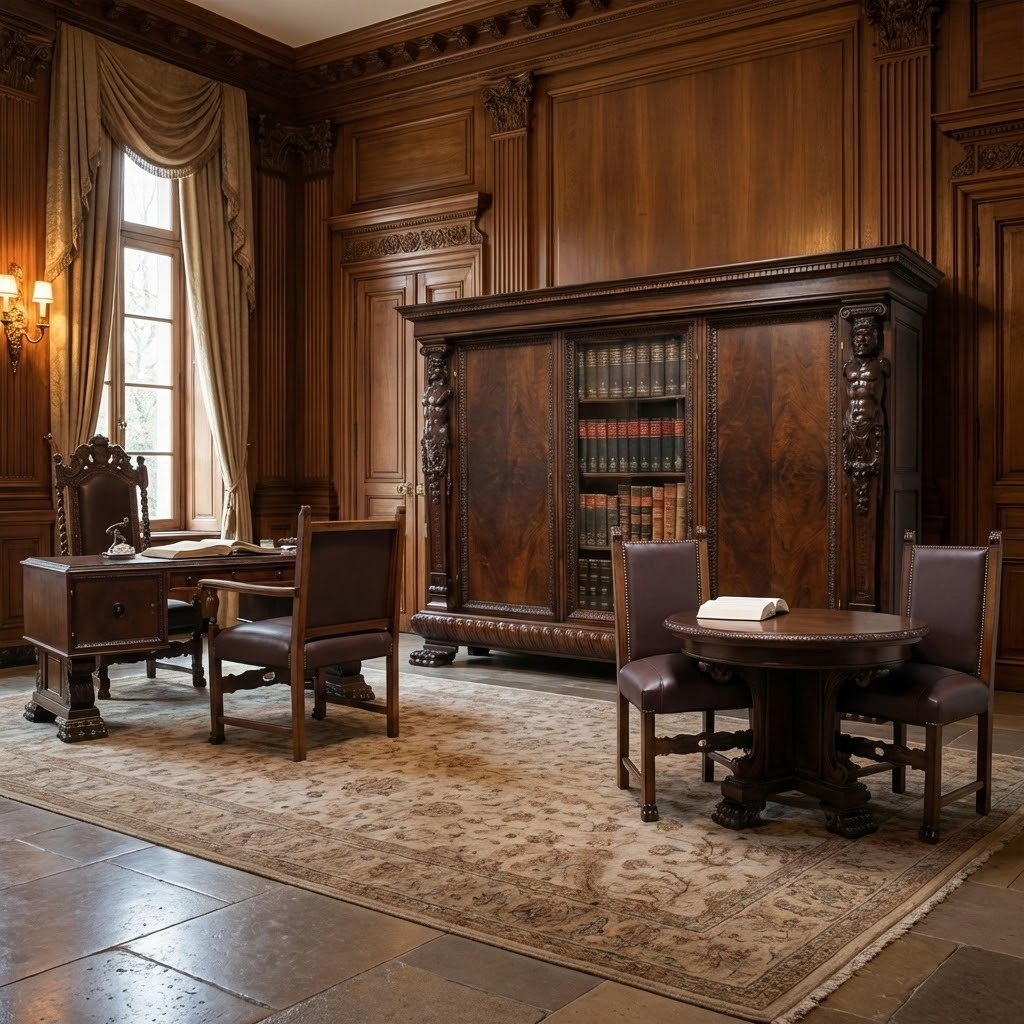 Starožitná neorenesanční pracovna-6 částí -