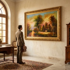 	Zámecký obraz - Krajina-olej na plátně-XXL 187 cm