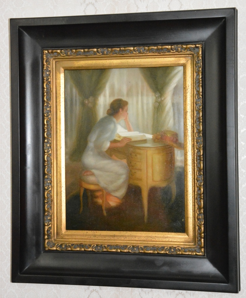 Obraz - Zamyšlená - olej na desce