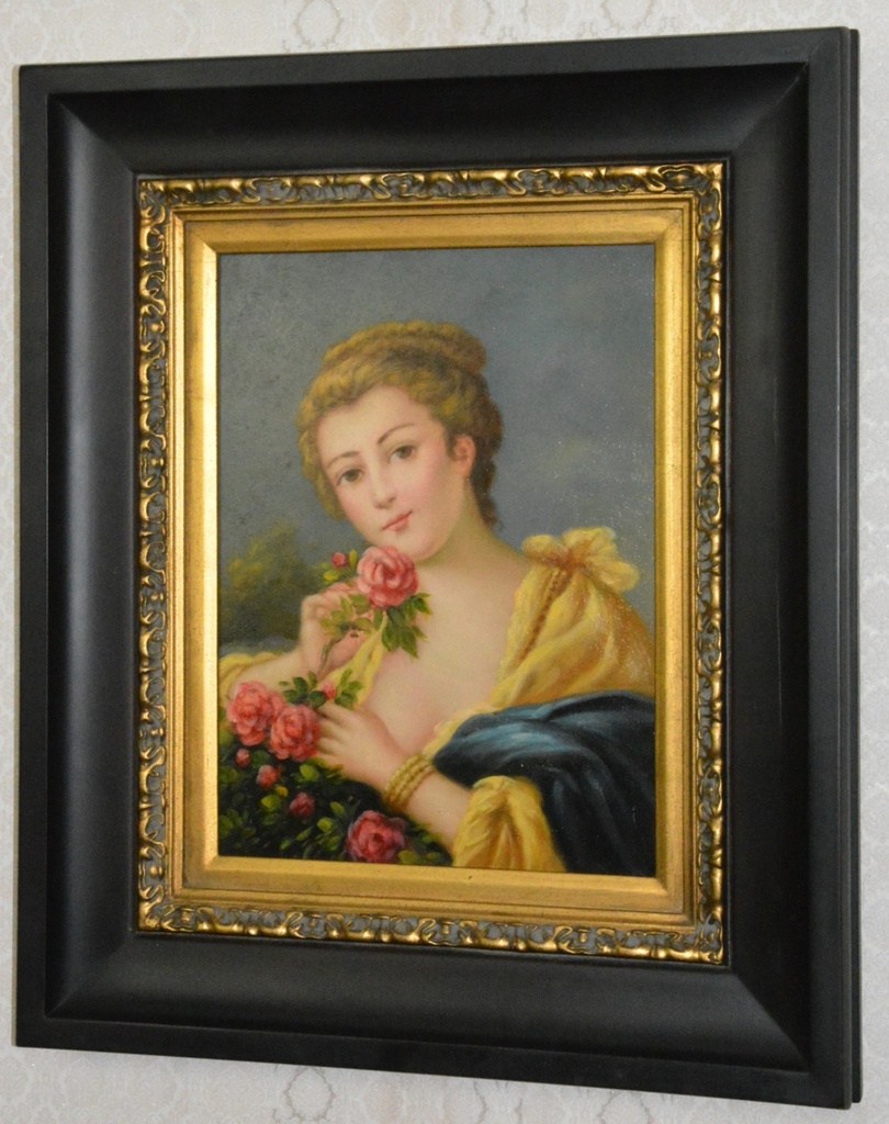 Obraz - Dáma s květinami - olej na plátně