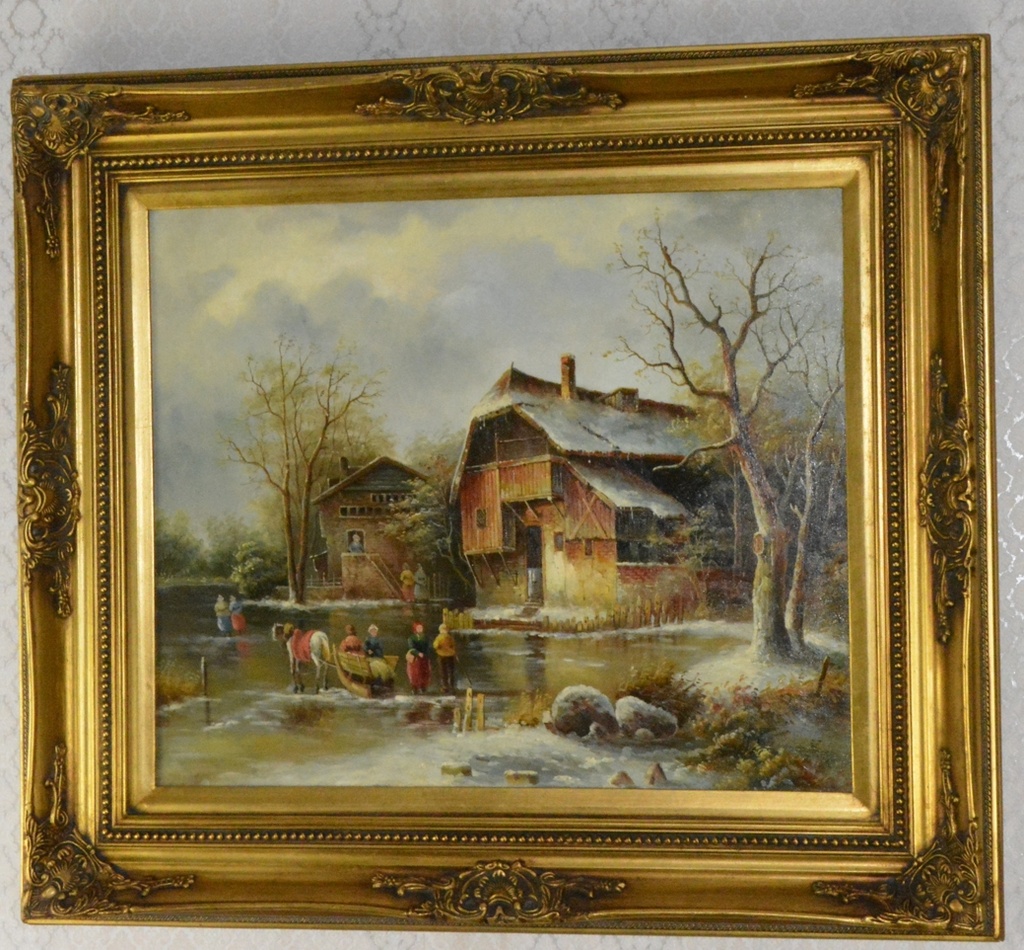 Obraz - Venkov v zimě - olej na plátně