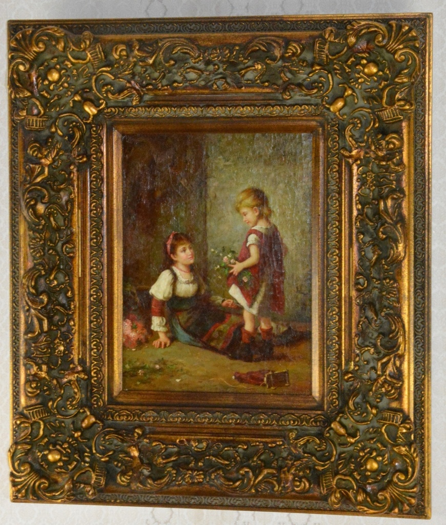 Obraz - Dívky - olej na desce - XXL rám