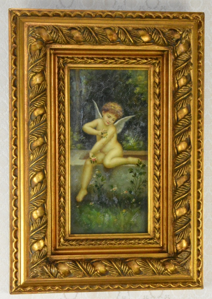 Obraz - Amorek - olej na desce - XXL rám