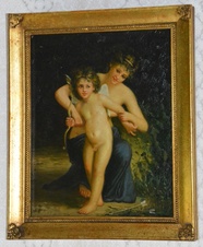 Obraz - Dáma s amorkem - olej na desce