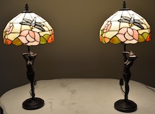 Tiffany lampy s dámou - pár