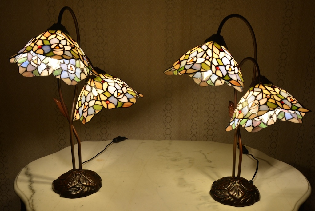 Tiffany lampy se dvěma cilindry - pár
