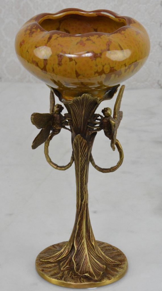 Zámecká vázička s vážkami - porcelán + bronz