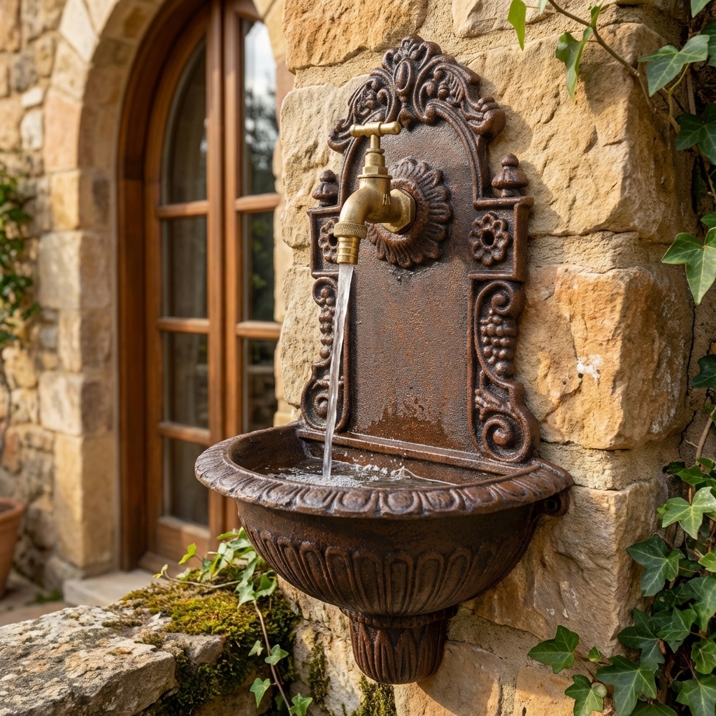 Zahradní litinové umyvadlo - výlevka s kohoutem