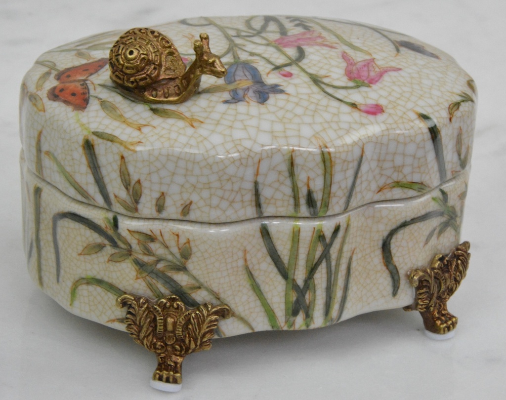 Zámecká dóza - porcelán + bronz