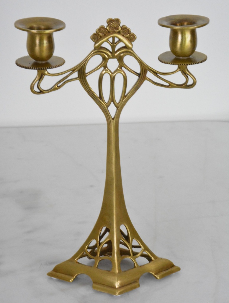 Bronzový secesní svícen - 2 ramena