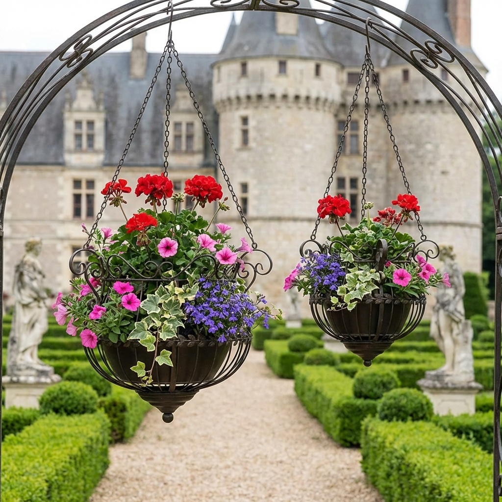 Retro kovové květníky - set - závěsné