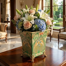 Secesní váza - porcelán + bronz