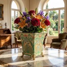 Secesní váza - porcelán + bronz