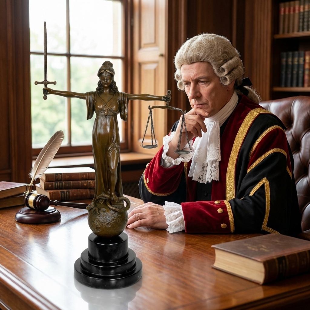 Bronzová soška - Justicia na mramoru