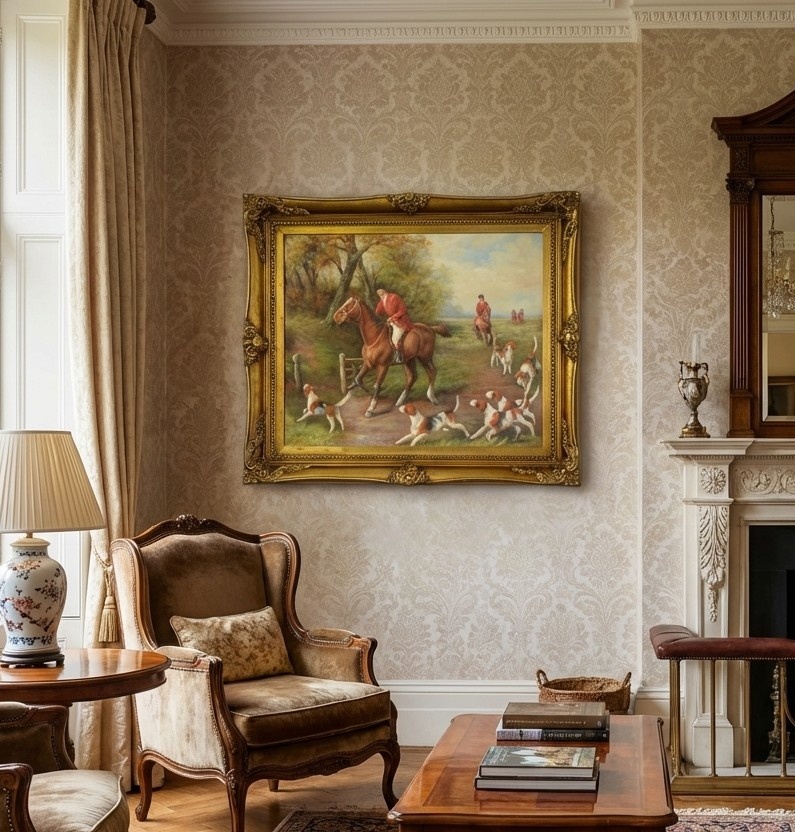 Zámecký obraz - Hon - olej na plátně