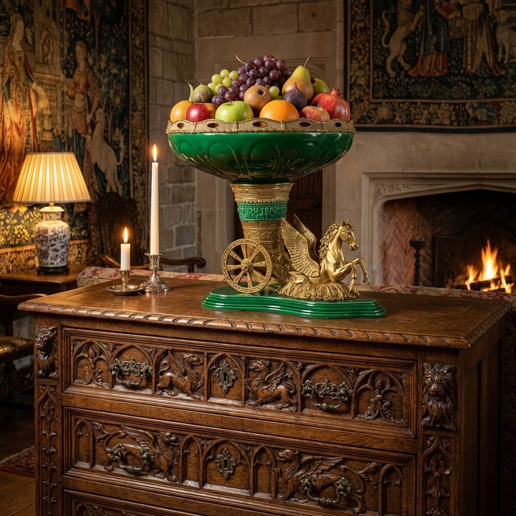 Monumentální zámecká mísa na voze s Pegasem