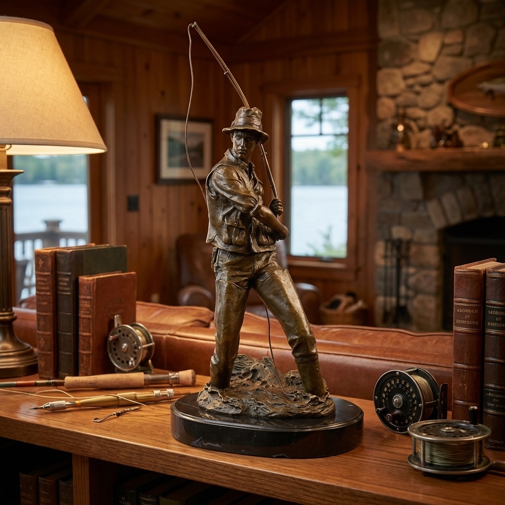 Bronzová socha - Rybář - na mramoru