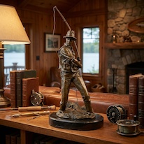 Bronzová socha - Rybář - na mramoru