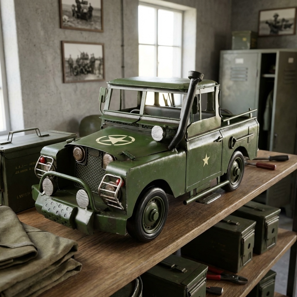 Retro kovový model - Vojenský automobil