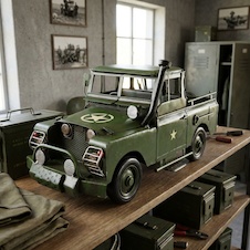 Retro kovový model - Vojenský automobil