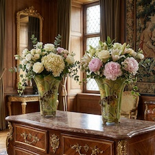 Zámecké vázy s vážkou - porcelán + bronz - pár