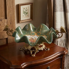 Zámecká mísa s motýly - porcelán + bronz