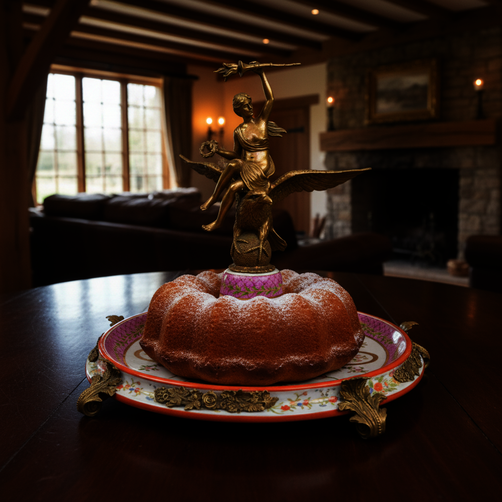 Zámecký stojan/etažér na bábovku - porcelán+bronz