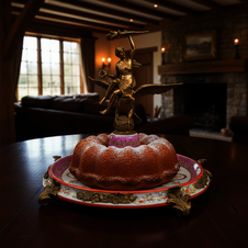 Zámecký stojan/etažér na bábovku - porcelán+bronz