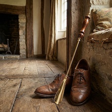 Retro nazouvák - dřevo + mosaz