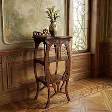 Dřevěný stoleček s policemi