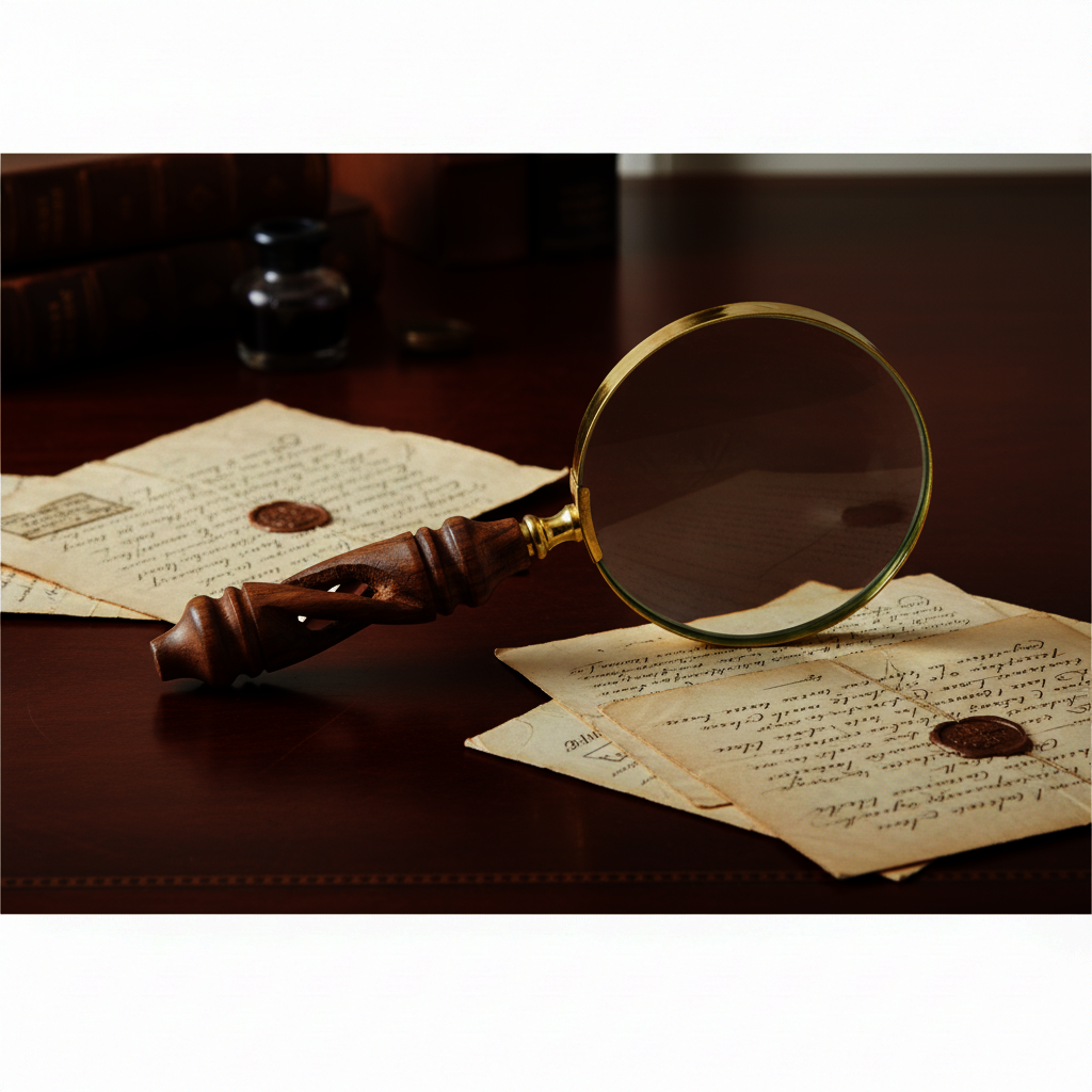 Retro lupa - mosaz + dřevo