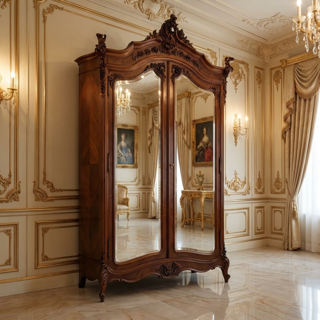 Luxusní skříň z masivního dubu s zrcadly