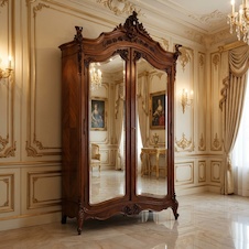 Luxusní skříň z masivního dubu s zrcadly