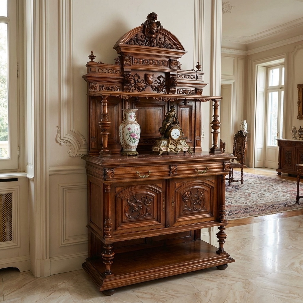 Starožitný Dubový Bufet v Renezančním Stylu