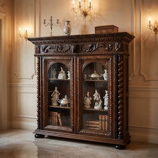 Starožitná řezbovaná vitrína