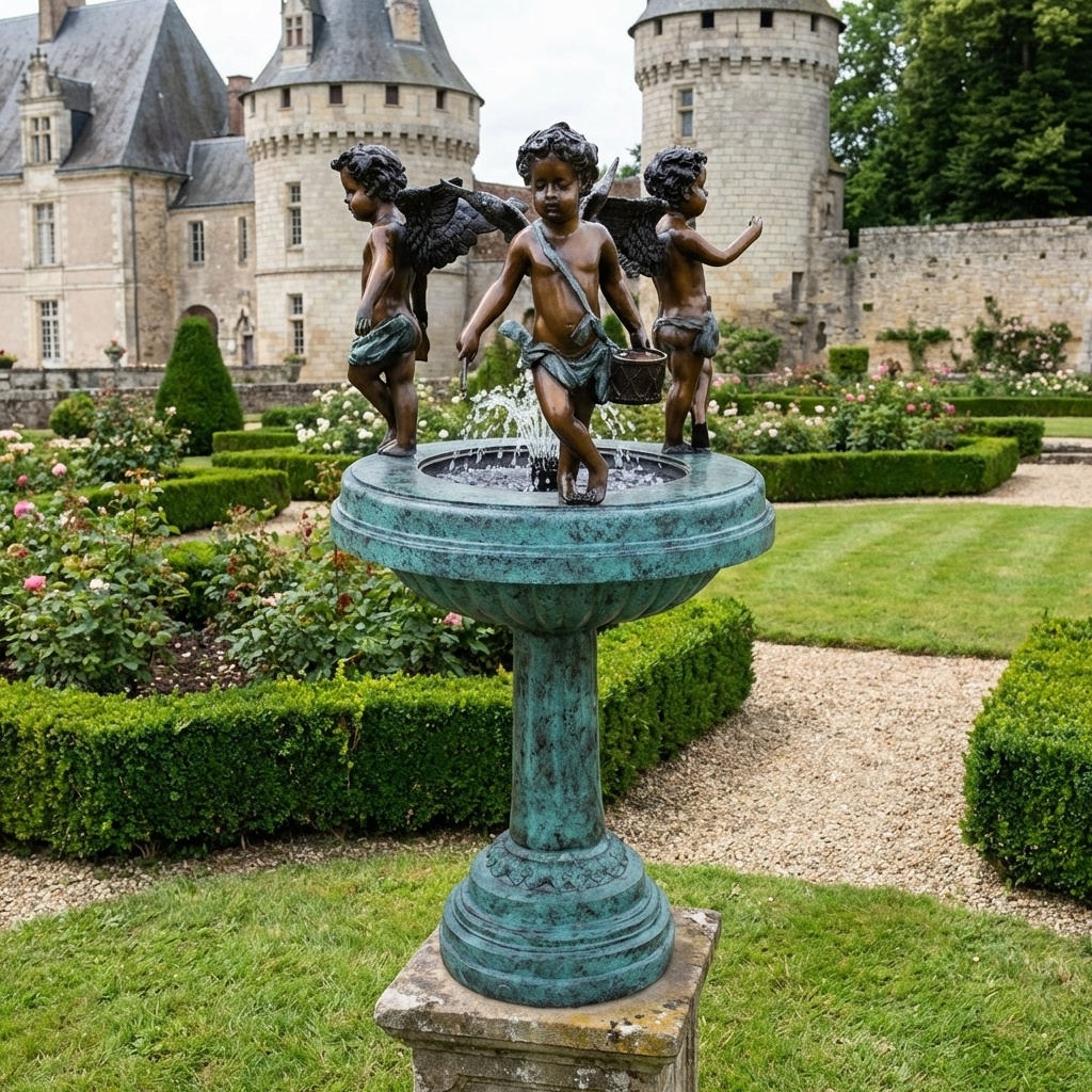 Zámecká bronzová fontána s amorky