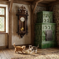 Starožitné řezbované hodiny Junghans 1890 s orlicí