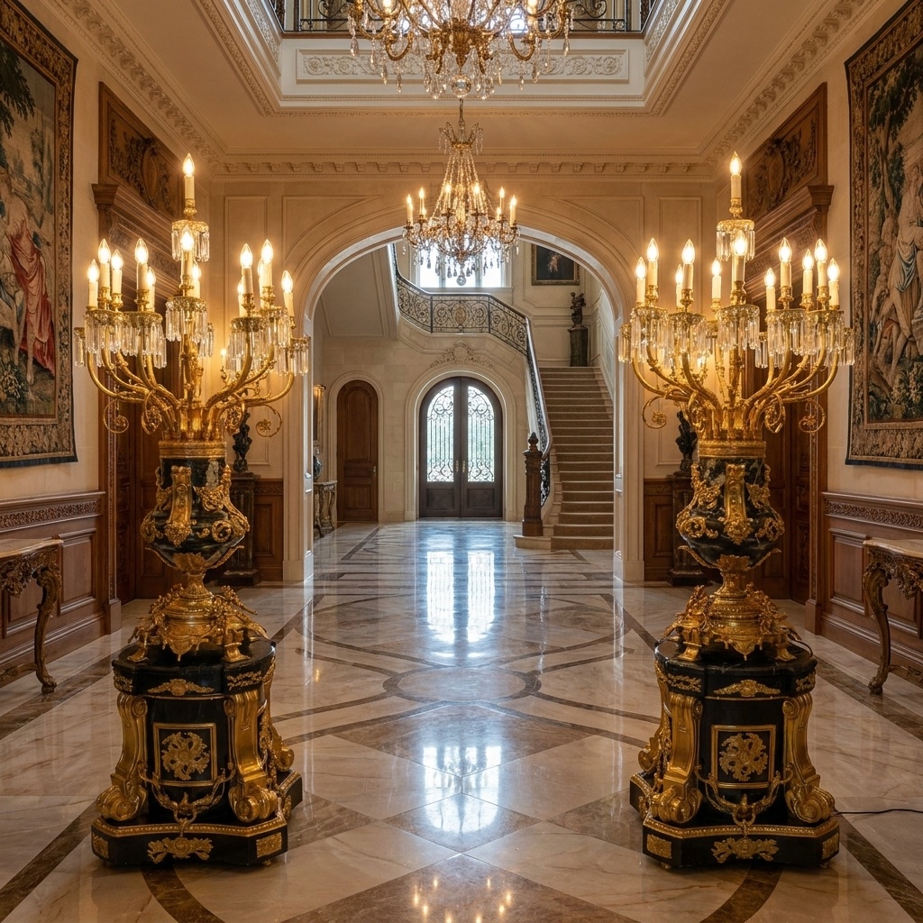 Zámecké podlahové lampy - mramor - bronz - 196 cm